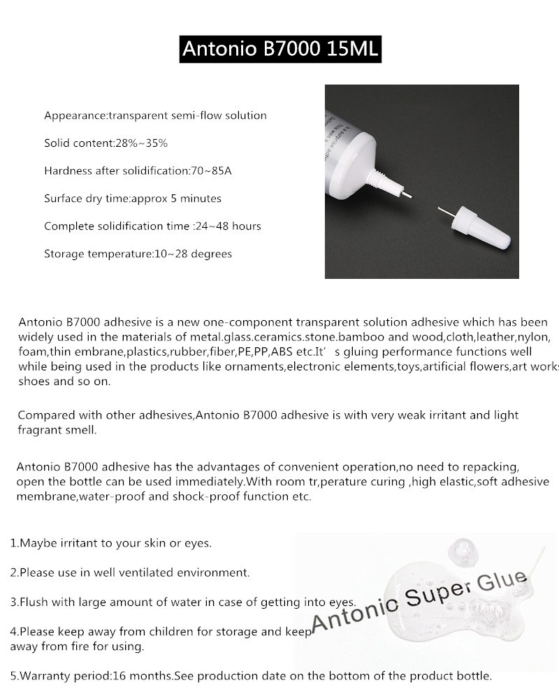 B7000 Glue 110ml Multipurpose High Grade Industrial B7000 Adhesive Semi  Fluid Tr