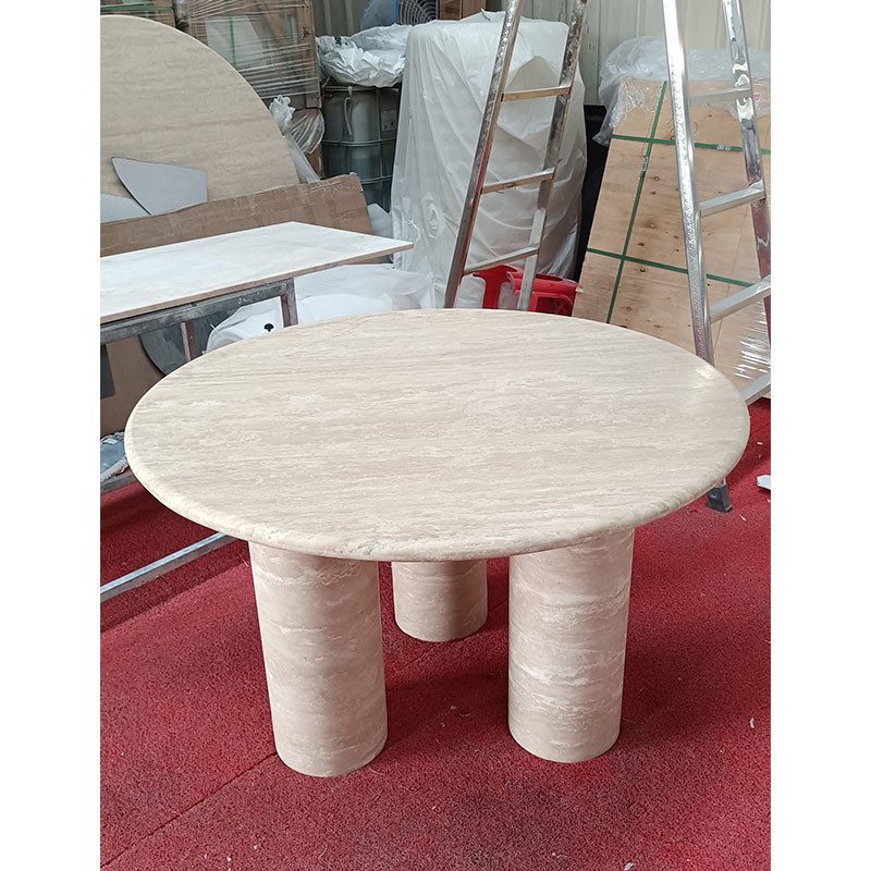 Buy Kings-wing Modern Natural Buff Travertine Custom Coffee Round Table ...