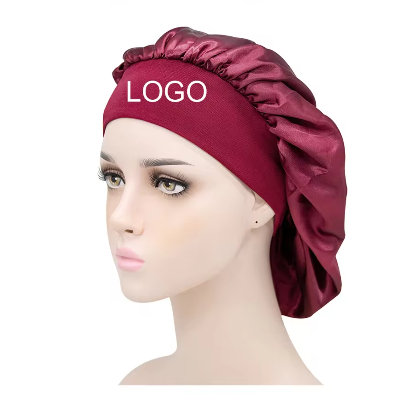 Buy Low Moq Customized Elegant Satin Hair Bonnets Elastic Turban Bath ...