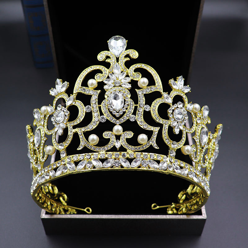 Buy Luxury Big Adult Tall Beauty Pageant Tiara Gold Champagne Blue ...
