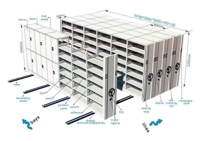 Buy Metal Rack Mass Shelf Library Steel Document Moving Storage Mobile ...