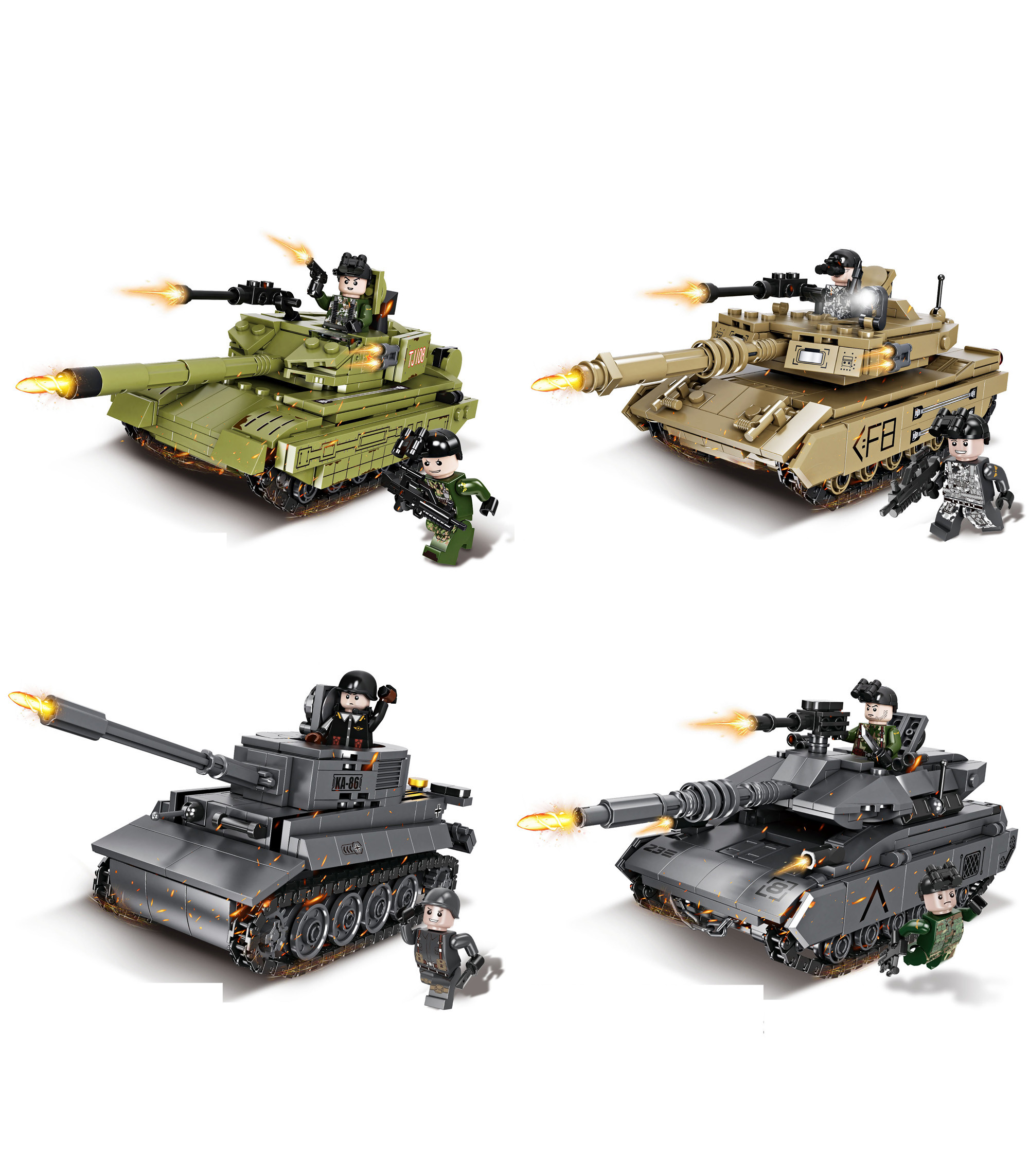 Model Tank Diy Blocks Buy Military Tank Model Soldier Figures Diy Assemble Game Toy Building ...