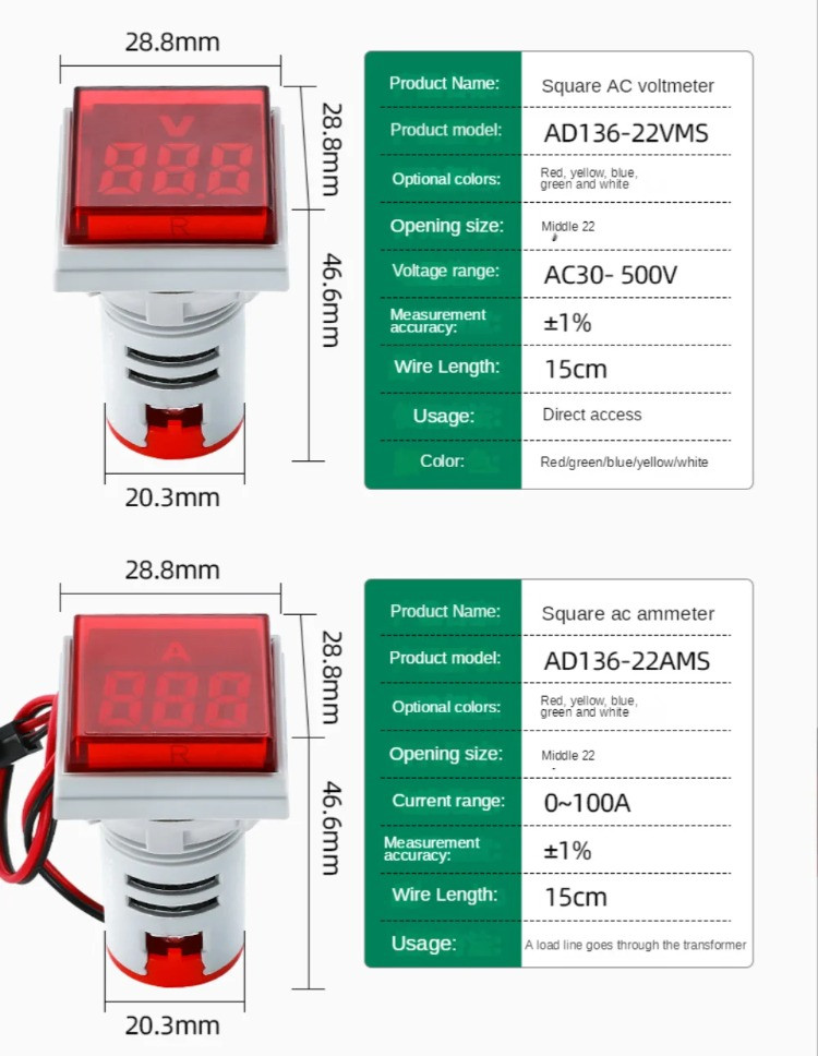 Mini Current Display Buy Mini Square Round Led Digital Display Panel Voltmeter Ammeter Hz ...