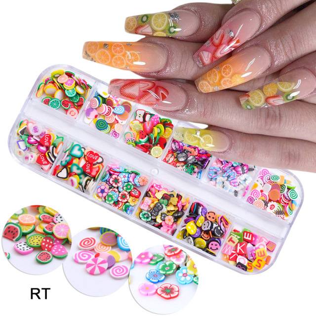 6000 Pieces Nail Design Fruit Slices 3D Polymer Assorted Pattern Nail  Slices Colorful DIY Nail Design