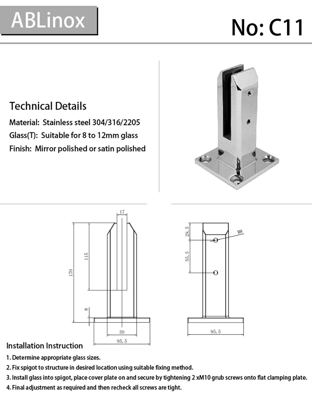 Buy New Design Fool Fence Glass Balustrade Accessories Frameless Glass