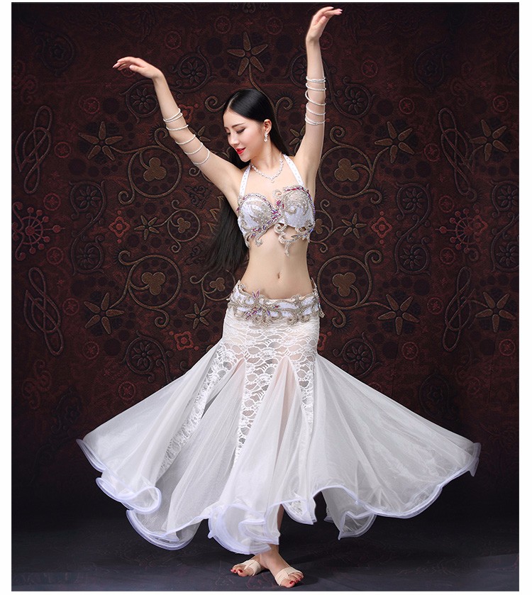 Professional White Belly Dance Costume from Egypt