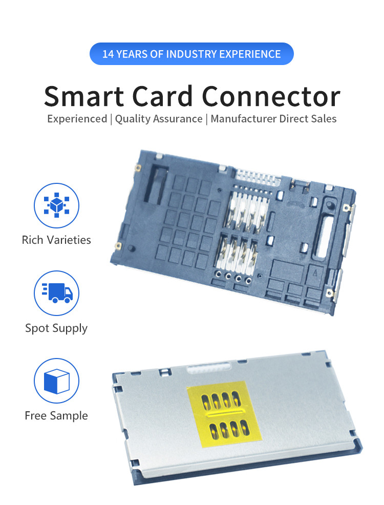 Buy Push Pull Smt Smd Type 8 Pin Ic Smart Card Connector from ShenZhen ...
