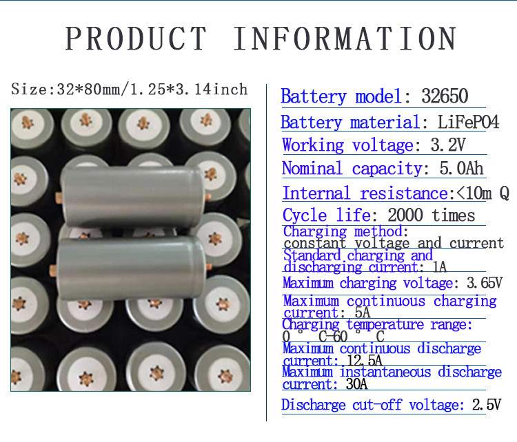 Buy Rechargeable 32650 3.2v Lifepo4 Battery Cells 5000mah 6000mah ...