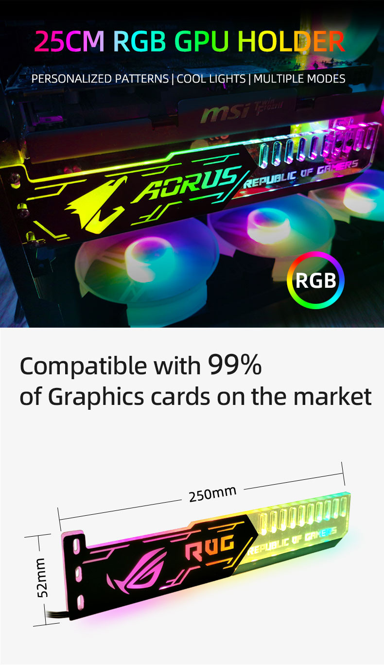Buy Rgb Gaming Decorative Pc Desktop Computer Accessories 25cm Gpu ...