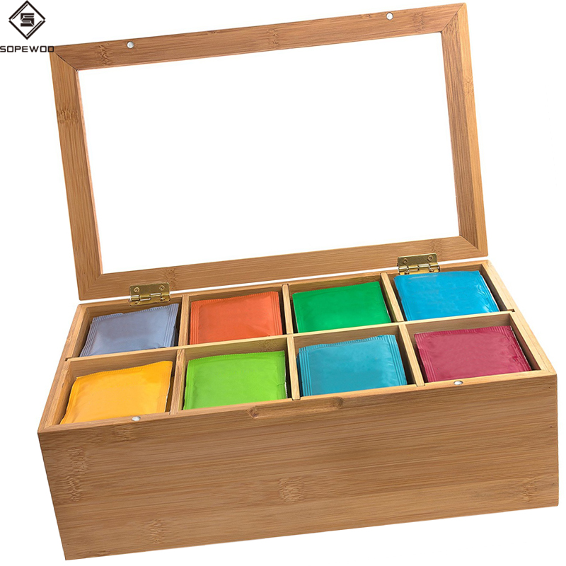 Rectangle Tea Box Buy Sopewod Eco-friendly Natural Bamboo Tea Box With Clear Lid 8 ...