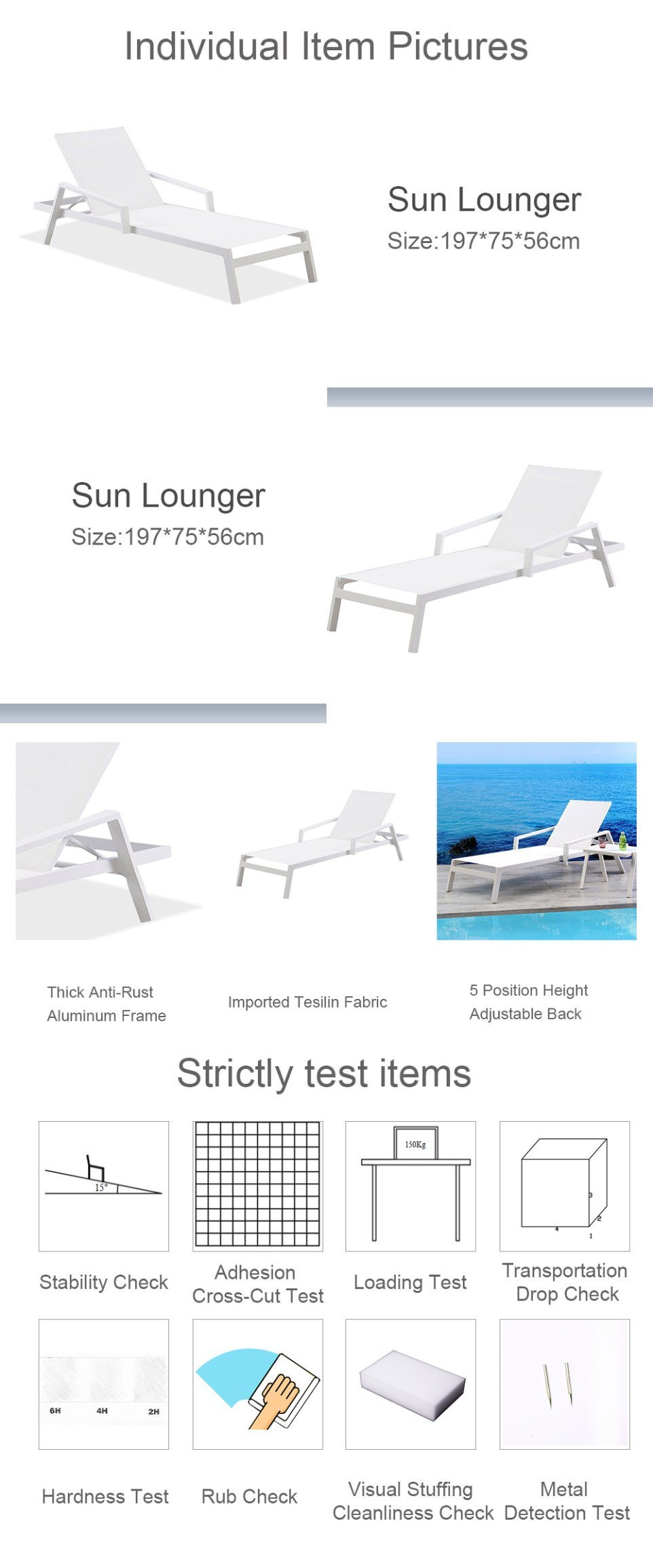 Buy Stackable Pool Furniture Chaise Lounge Aluminum Hotel Beach Chairs Outdoor Swimming Pool Sun