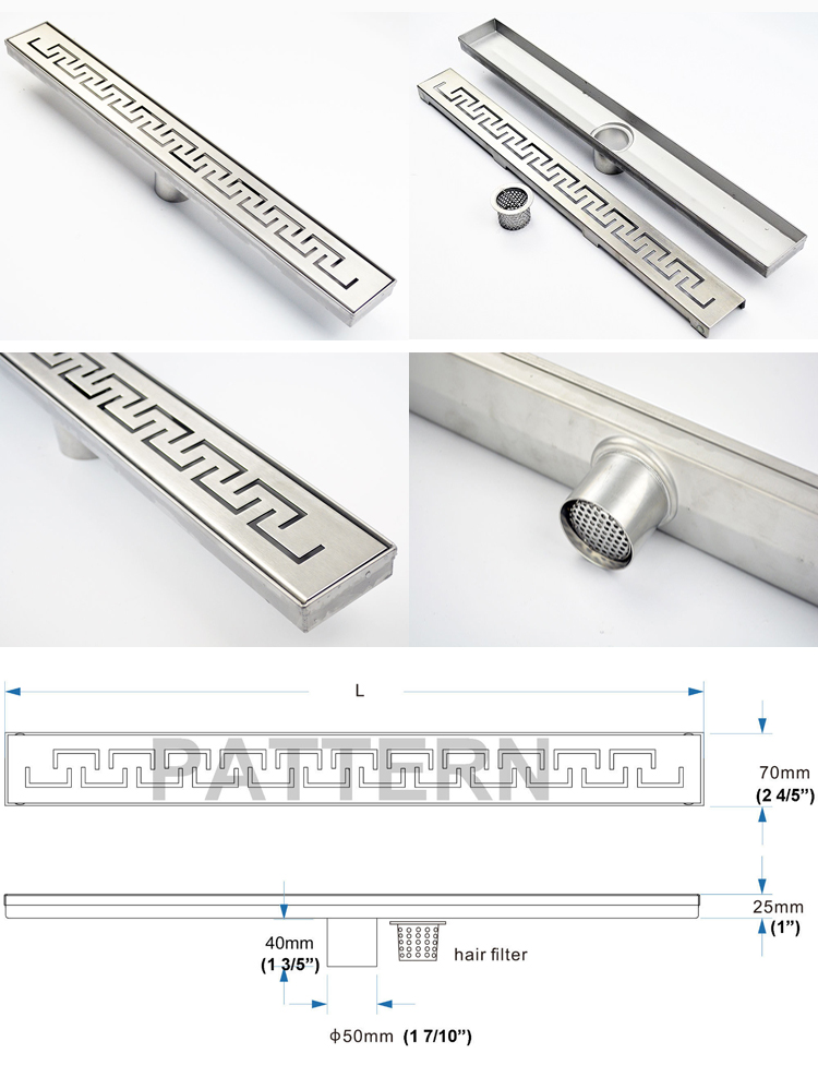 Tile Insert Cover Floor Drain SUS304 Long Linear Rectangular Shower Dr –  yuanhao