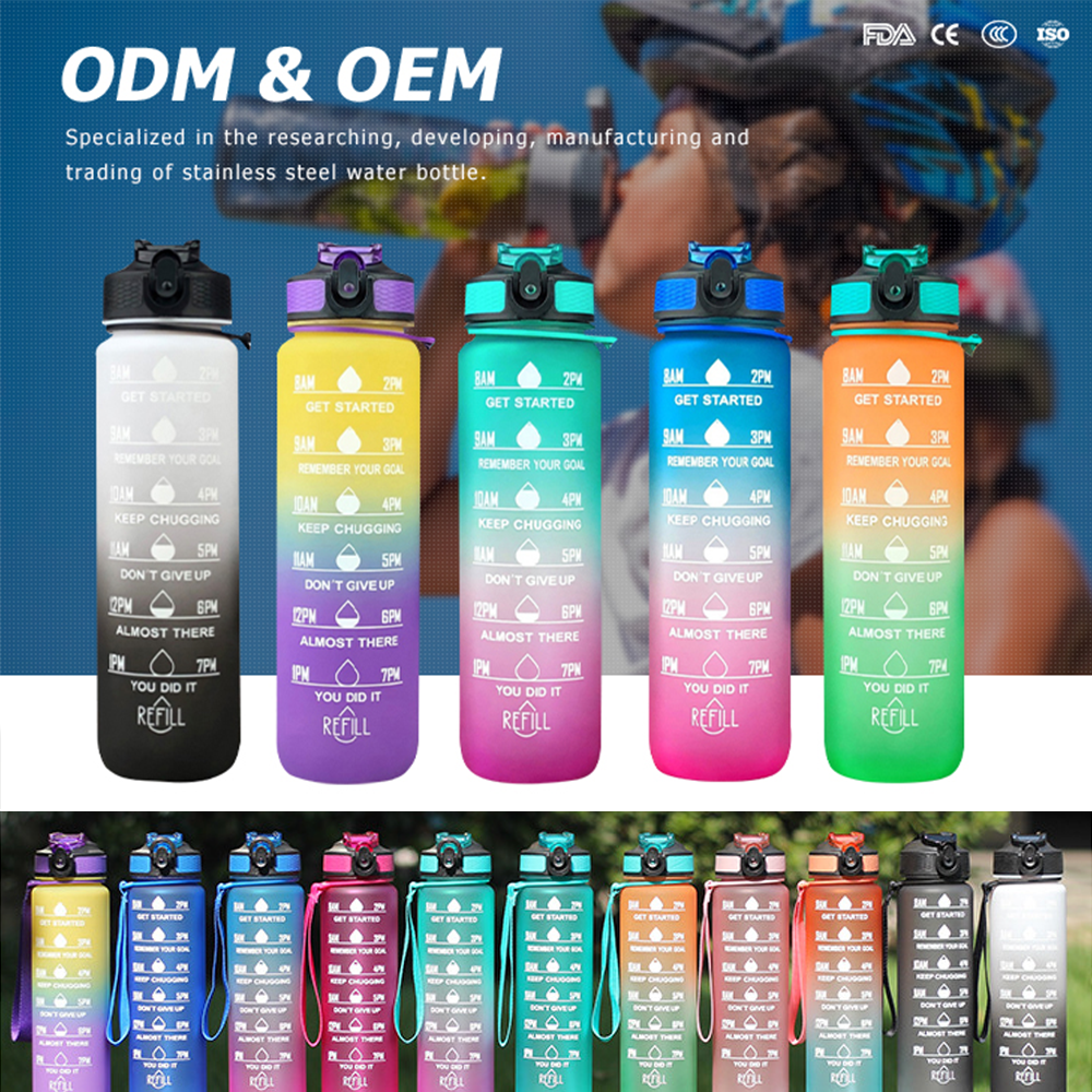 Buy Tritan Plastic Sport Gym Motivational Bottle Bpa Free Flip Top ...