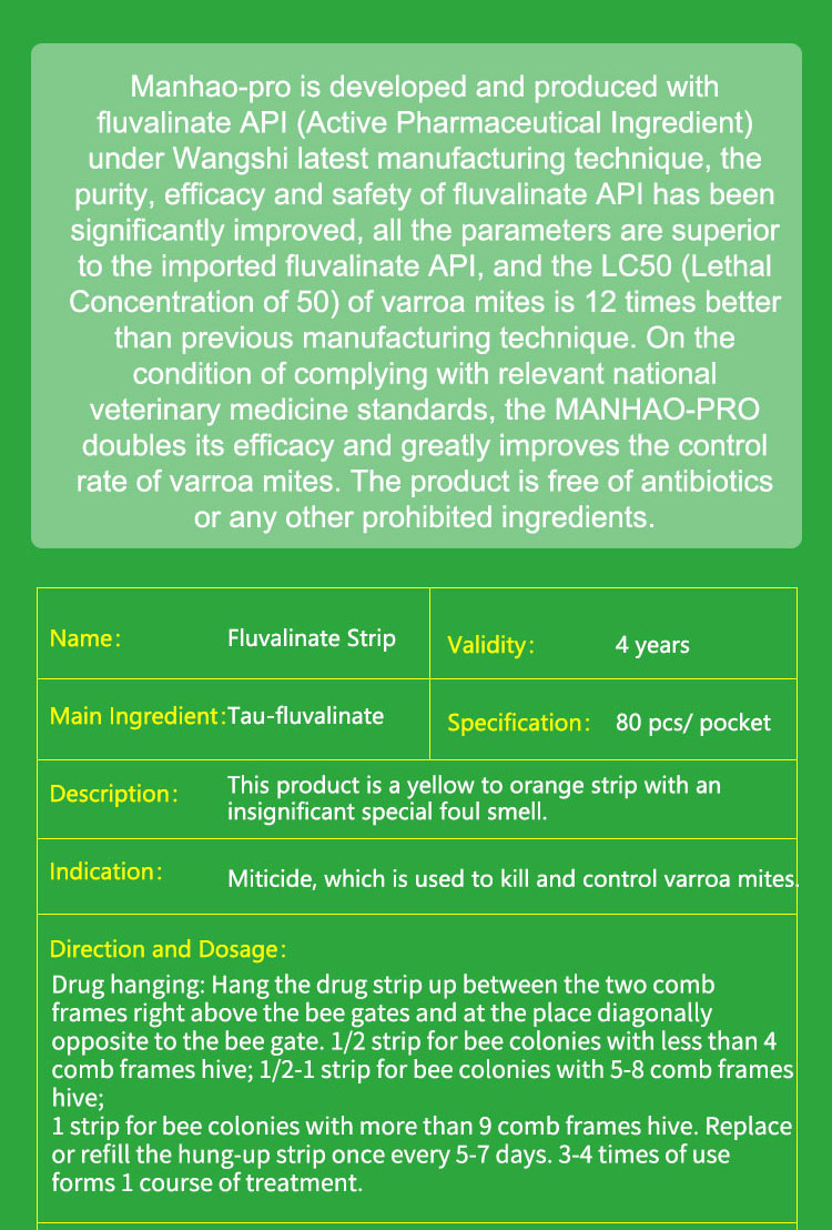 Buy Wangshi Manhao-pro Bee Strip For Varroa Mite Control from Sichuan ...