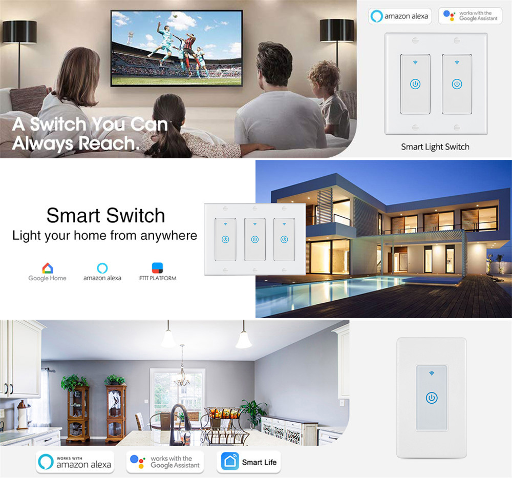 WiFi smart switch compatible with Google Home, Alexa and IFTTT