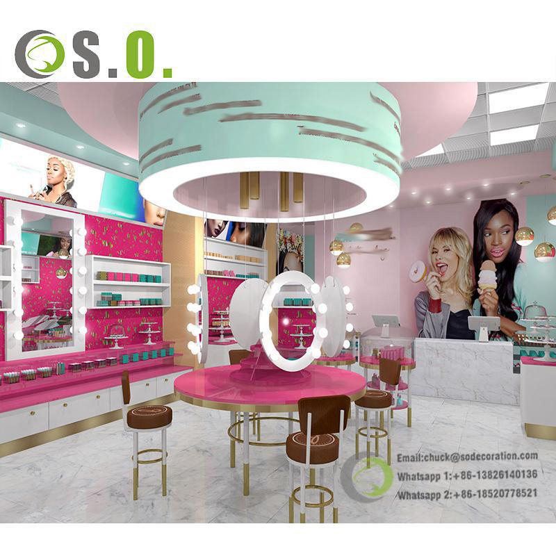 Buy Wooden Skincare Shop Interior Design Retail Makeup Display Shelf ...