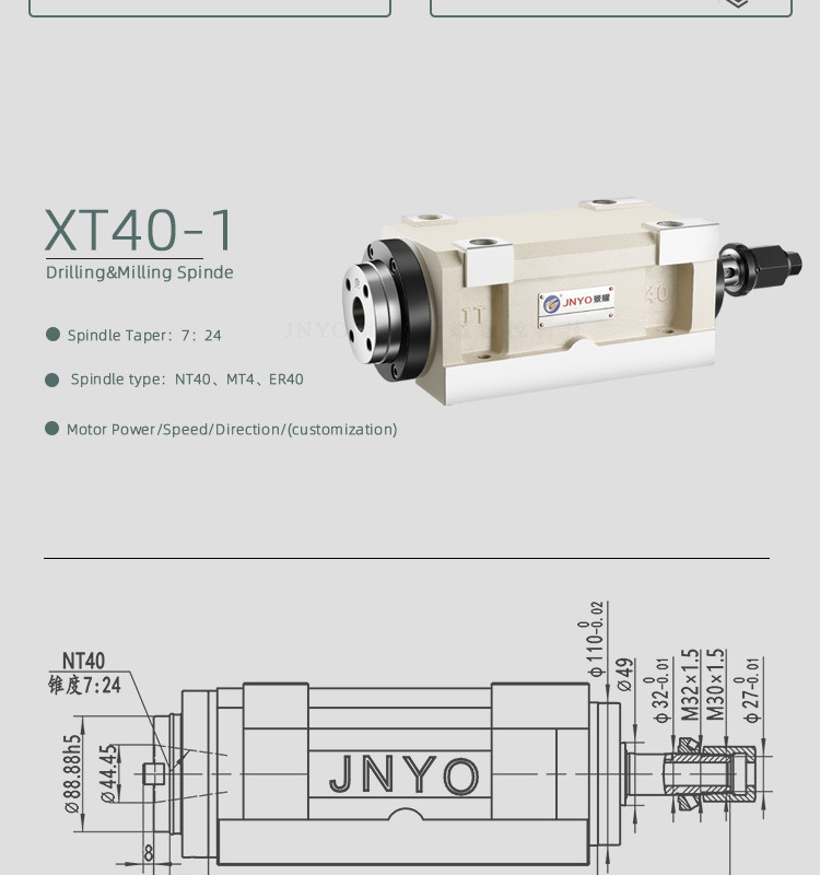 Buy Xt40-1 Jnyo Nt40 Cnc Boring And Milling Spindle Head With High