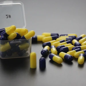 2# Royal Blue + Yellow Enteric Coated Capsules