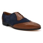 Men Plus Size Brown & Blue Leather Formal Brogues