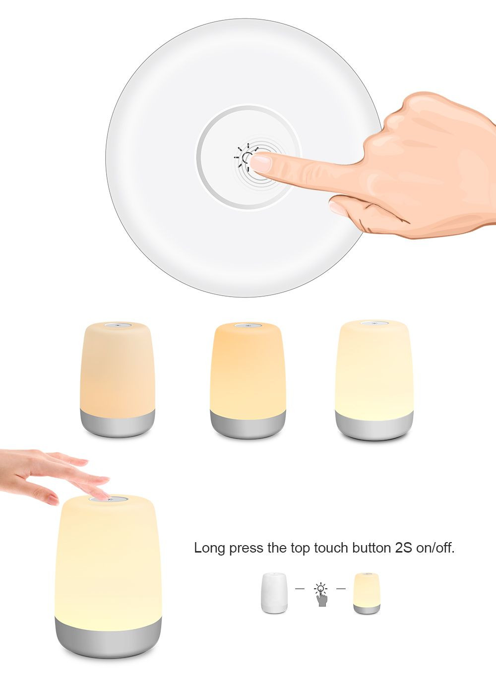 Buy Led Baby Night Light For Kids With Dimming Function 6 Colors ...