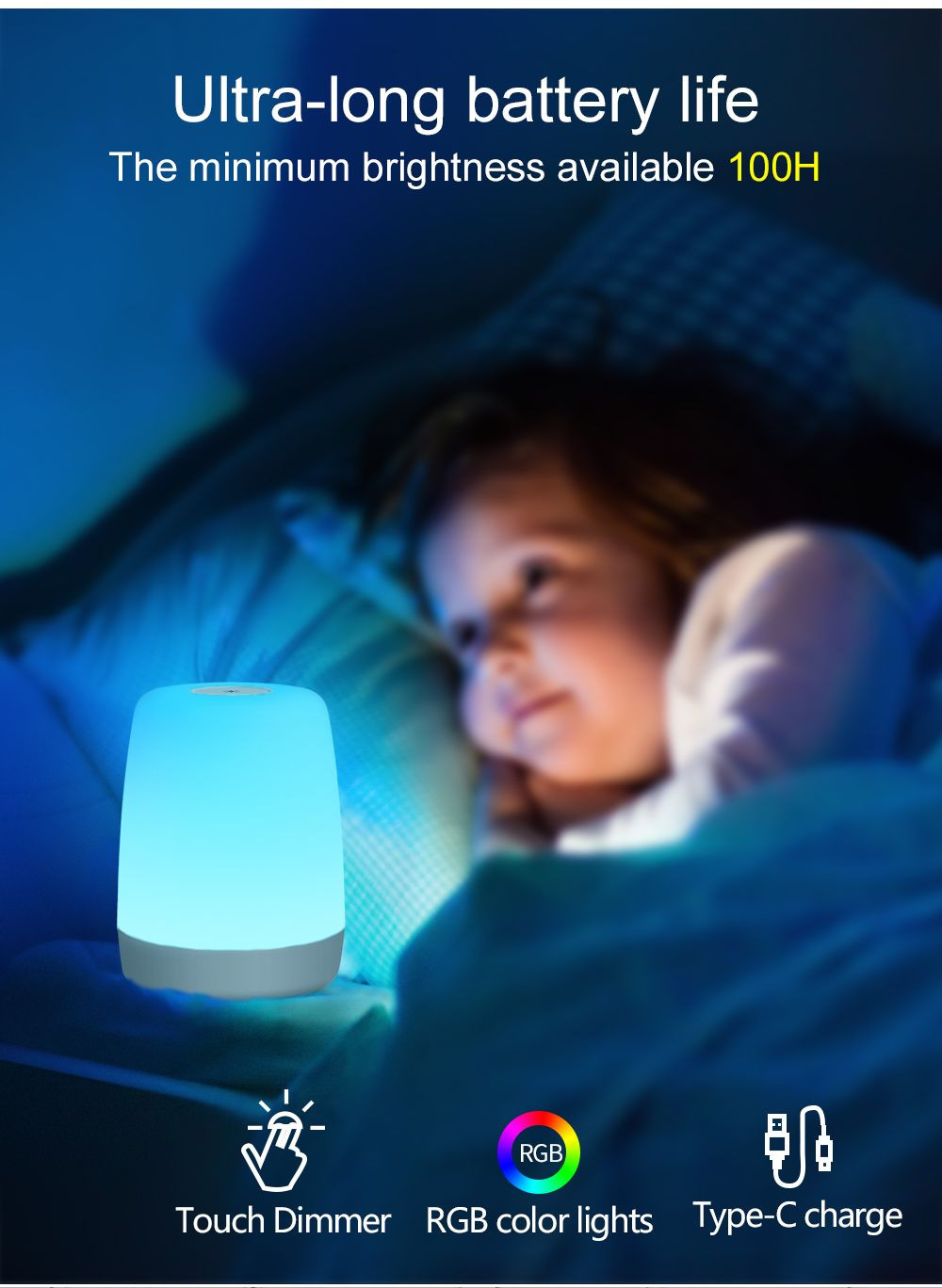Buy Led Baby Night Light For Kids With Dimming Function 6 Colors ...