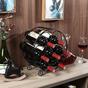 Creative European home red wine iron art round rack decoration customization -XHD
