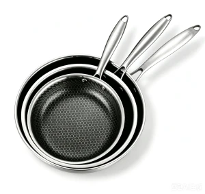 3-Layer Composite Stainless Steel Honeycomb Non-stick Frying Pan Induction Compatible Skillet 26/28/30cm