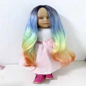 Guangzhou factory wholesale BJD doll wigs long blonde straight wig with synthetic hair american girl doll wig