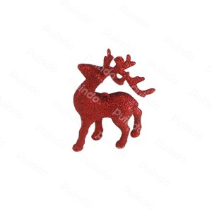 Puindo Red Christmas Decorations Reindeer Figurine with Glitter B1