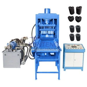 Cylindrical coconut shell charcoal rice husk charcoal hydraulic briquetting machine, biomass coal briquetting machine