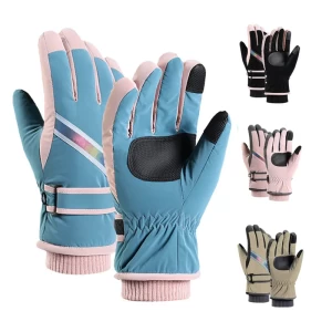 Leather Warm Cold Proof Waterproofv Ski Gloves