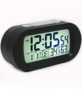100% ABS cheap digital desk alarm clock LCD with temperature and humidity