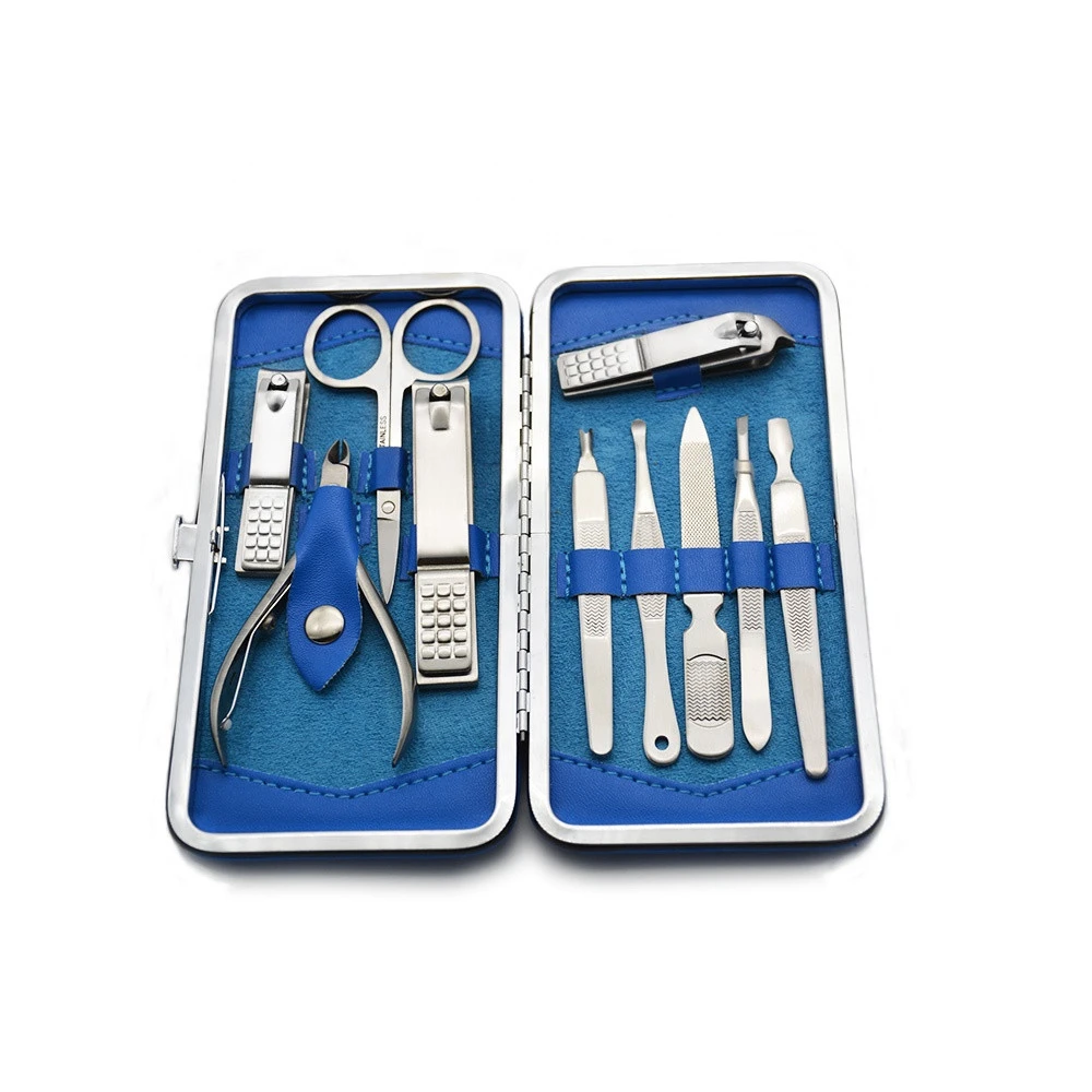 10pcs Manicure Set Pedicure Scissor Tweezer Knife Ear Pick Utility Nail Clipper Kit ,Stainless Steel Nail Care Tool