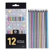 12 colors black wooden pencil set with box colorful Metallic lead core Pencils for painting