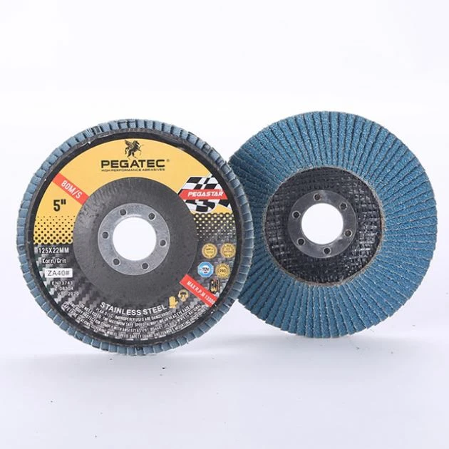 125x22mm pegatec Zirconia Abrasive Flap Disc for Stainless Steel