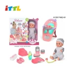 14 inch doll with IC sounds pee toys doll baby trolley with chair and bed