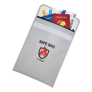 15&quot; x 11&quot; non-Itchy silicone coated fire resistant storage safe document bag  fireproof money bag