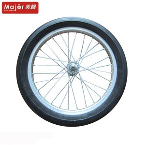 16 inch pu solid wheelchair wheels spoke wheels for garden cart bicycle trailer