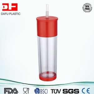 16oz plastic coffee cups mugs with lid double wall bpa free AS sports water bottle with plastic straws