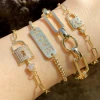 18k gold plated punk statement luxury  lock padlock link chain bracelet adjustable love initial letter charm bracelet