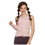2 Layers Casual Design Smooth Rayon Fabric Lightweight Round Neck Yoga Top For Training
