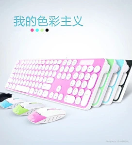2018 factory price colorful wireless keyboard and mouse combo