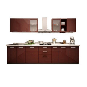 2018 high end solid wood kitchen cabinet with cooking top and microwave in Guangzhou