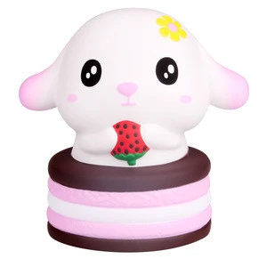2019 Hot Sale Simulation  Squishy Strawberry Rabbit Pu Animal Slow Rising Reduce Pressure Toy Promotion Gift