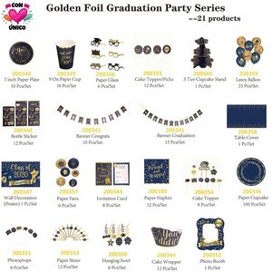 2020 Graduation Party Decoration 9 Oz. Golden Foil Paper Cup Party Supplies Decoration Eco-Friendly Disposable Tableware