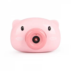 2020 Hot selling pink pig plastic electric kids camera soap water blowing maker machine bubble toys