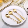 2020 New Fashion Rose Gold Stainless Steel Leaf Spoon With Souvenir Leaf Net Red Coffee Stirring Creative Fruit Fork