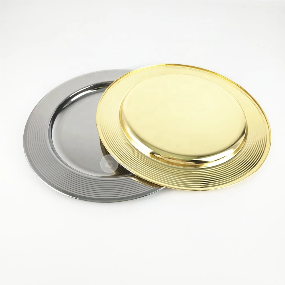 2020 Wholesale luxury dinnerware round gold color stainless steel wedding charger plates