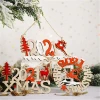 2021 Christmas Letter Card Wood Plate Hollow Door Hanging Wooden Pendant Xmas Christmas Tree Straps Home Decor  Festive Supplies