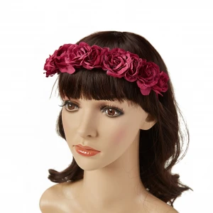 2021 Custom girls woman Headwear flower Headband red rose headband